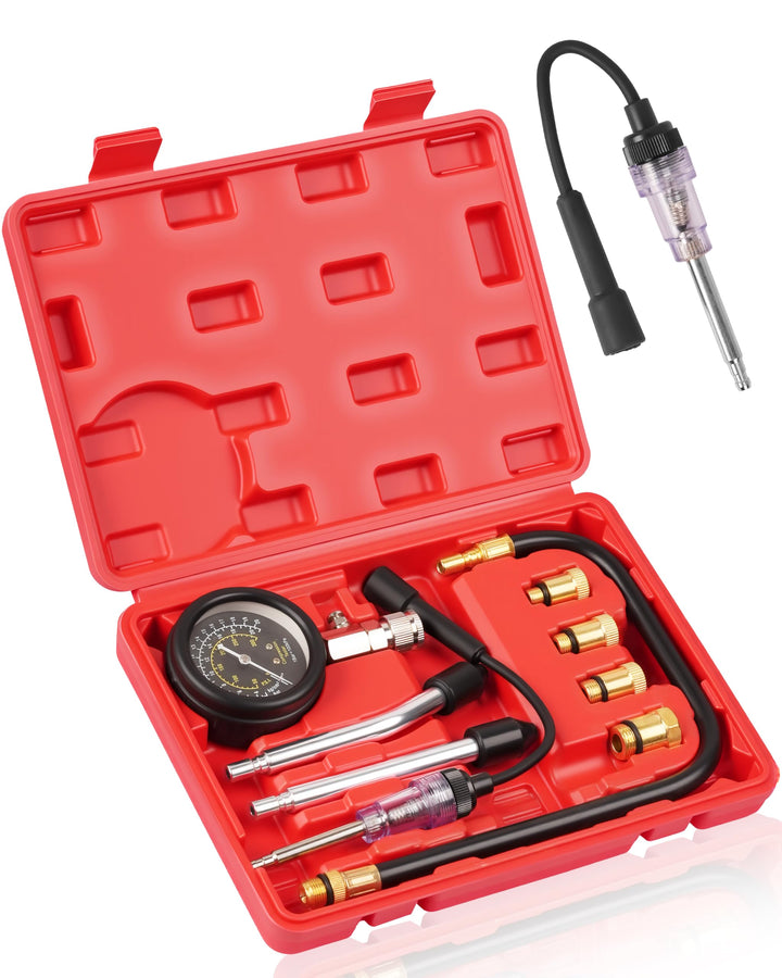 DAYUAN front view of compression tester kit showing complete toolset for quick diagnostics