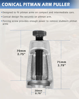 DAYUAN conical pitman arm puller closeup showing taper fit and corrosion protection