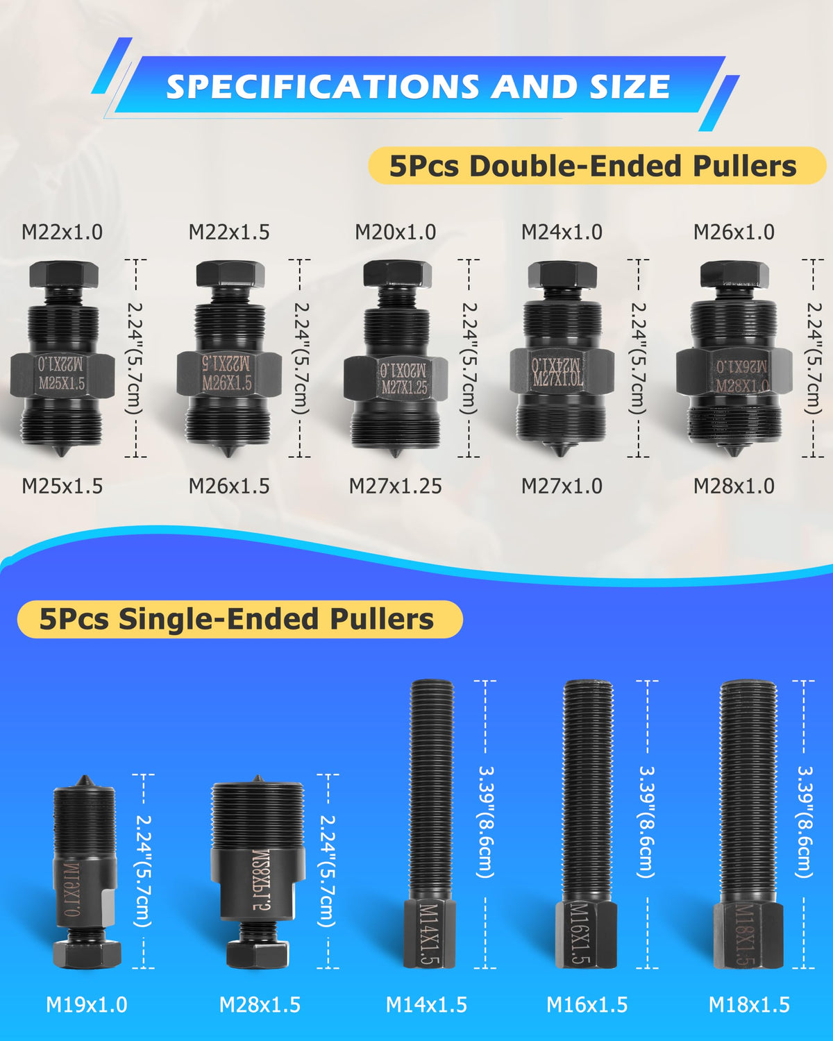 DAYUAN double-ended puller detail demonstrating dual pitches for wider compatibility