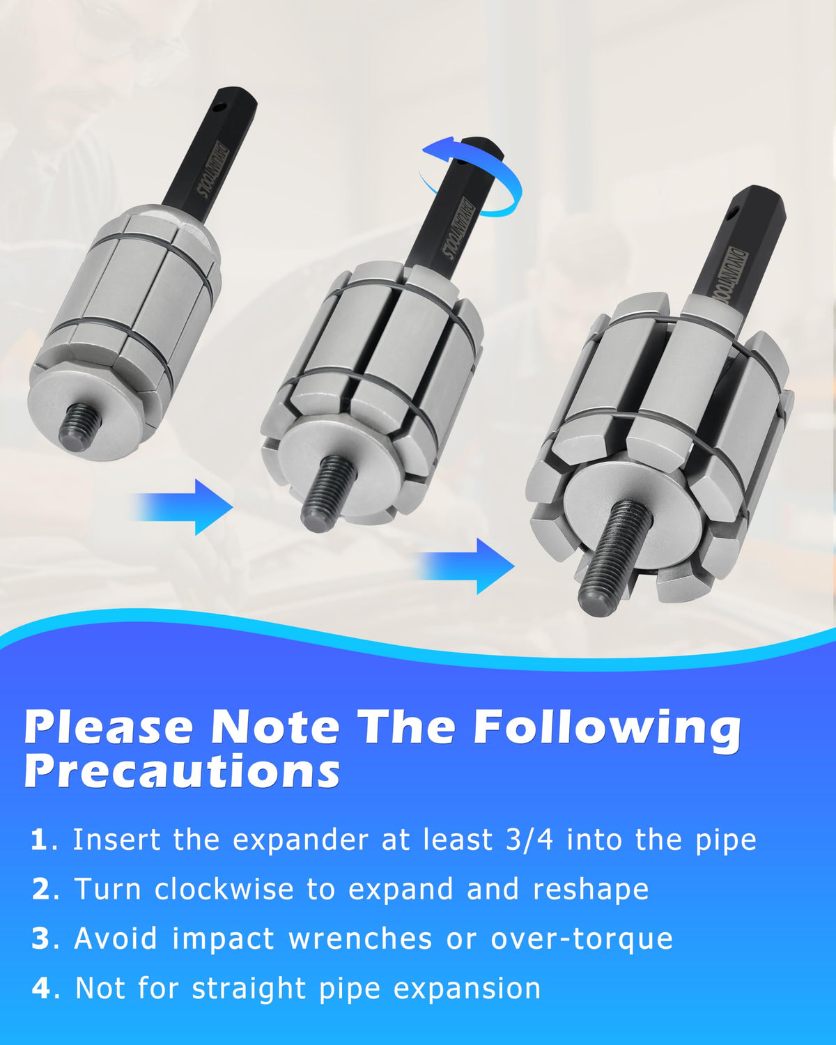 DAYUAN expander thread detail showing robust hex drive for safe manual expansion