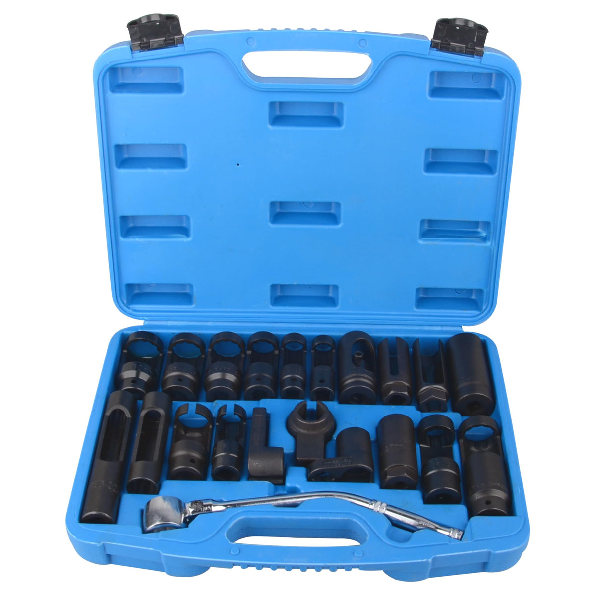 DAYUAN front view of toolkit in case showing all 21 pieces and portability benefit