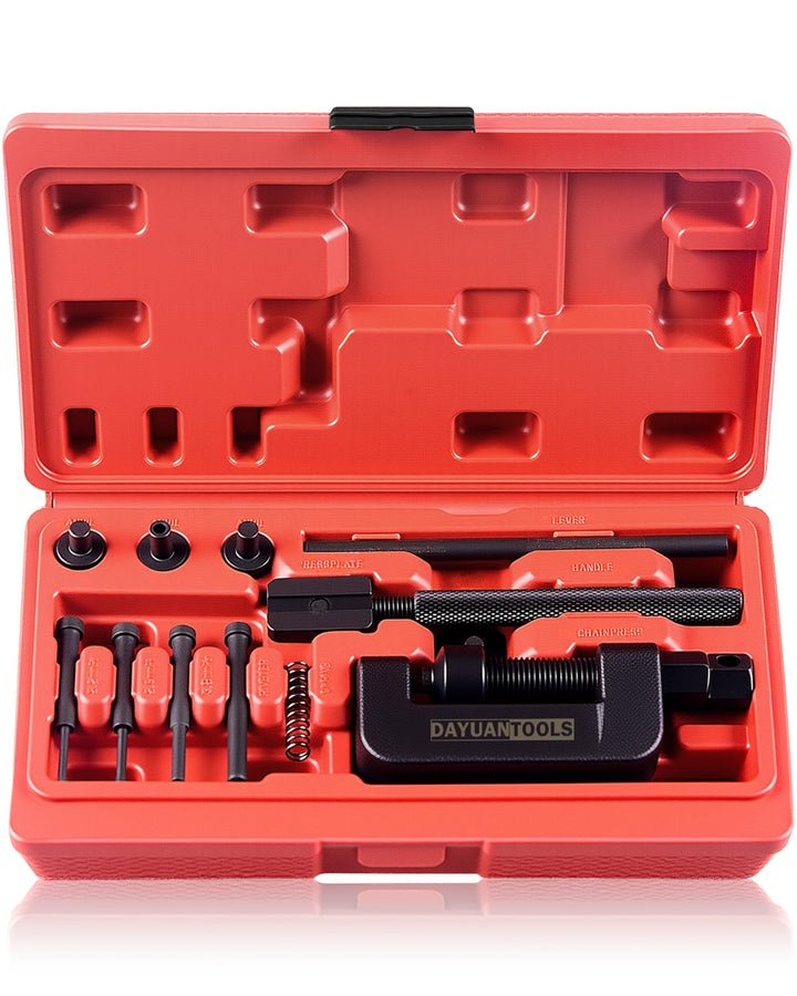 DAYUAN red case front view showing complete 13-piece kit and portability