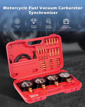 DAYUAN gauge connected to motorcycle carbs demonstrating balanced tuning benefit
