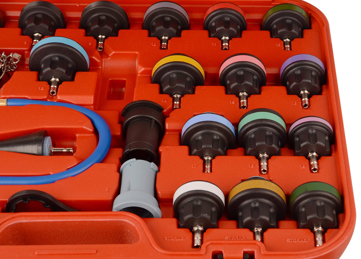 DAYUAN kit in use on vehicle radiator demonstrating leak diagnosis benefit