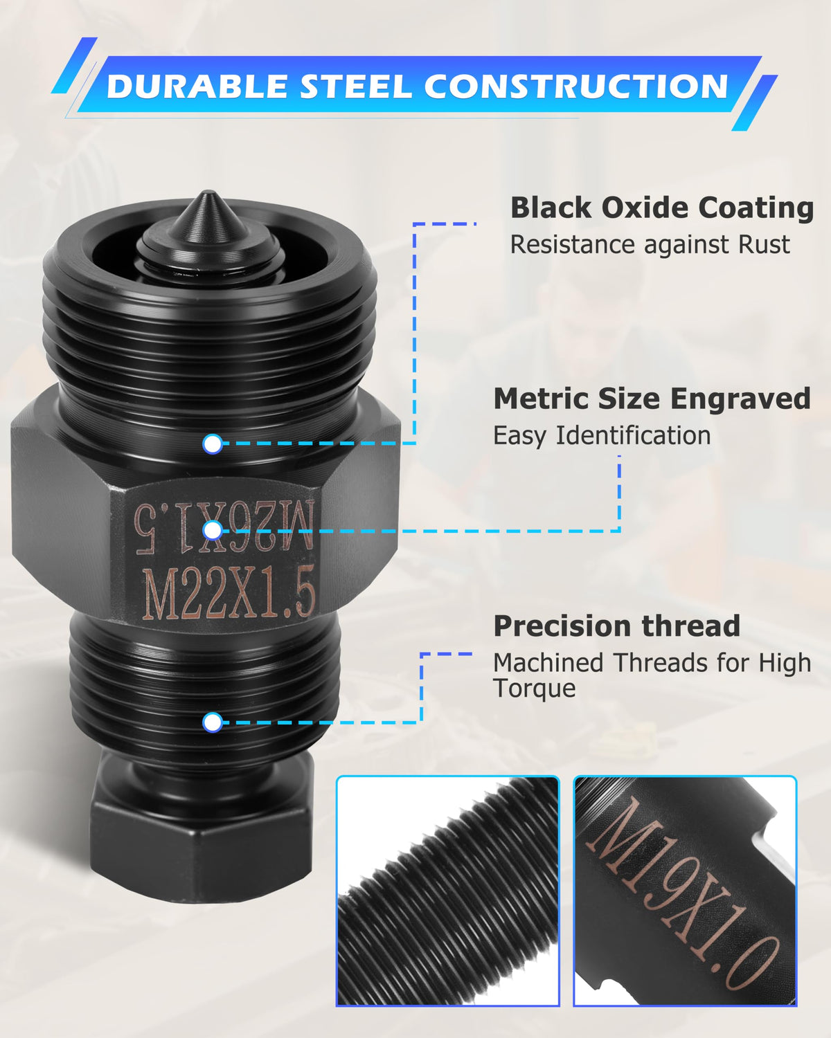 DAYUAN single-ended puller close-up showing thread detail and durability benefit