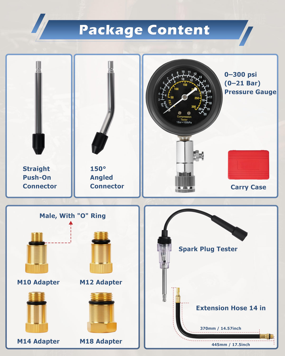 DAYUAN 14mm and 18mm spark plug adapters displayed to ensure spark plug port fitment