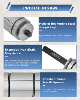DAYUAN tool in use on an exhaust pipe demonstrating reshaping for improved fit