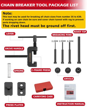 DAYUAN tool in use on a motorcycle chain demonstrating roadside repair