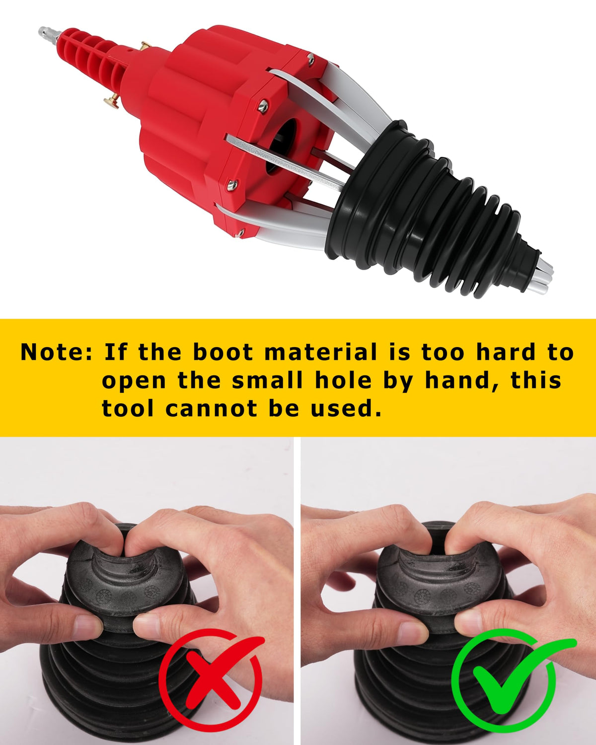 DAYUAN tool with lubricated rubber CV boot illustrating easier bead sliding during install