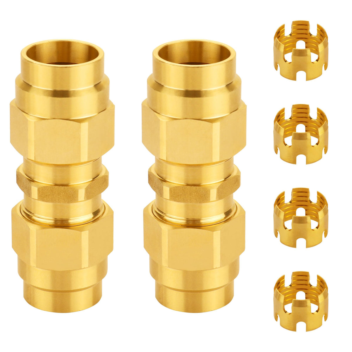 Dazakoot brass union front view showing connector and durable finish benefit