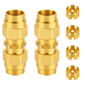 Dazakoot brass union front view showing connector and durable finish benefit