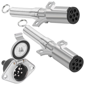 Dazakoot front view plug and socket set showing durable metal housings and easy fit