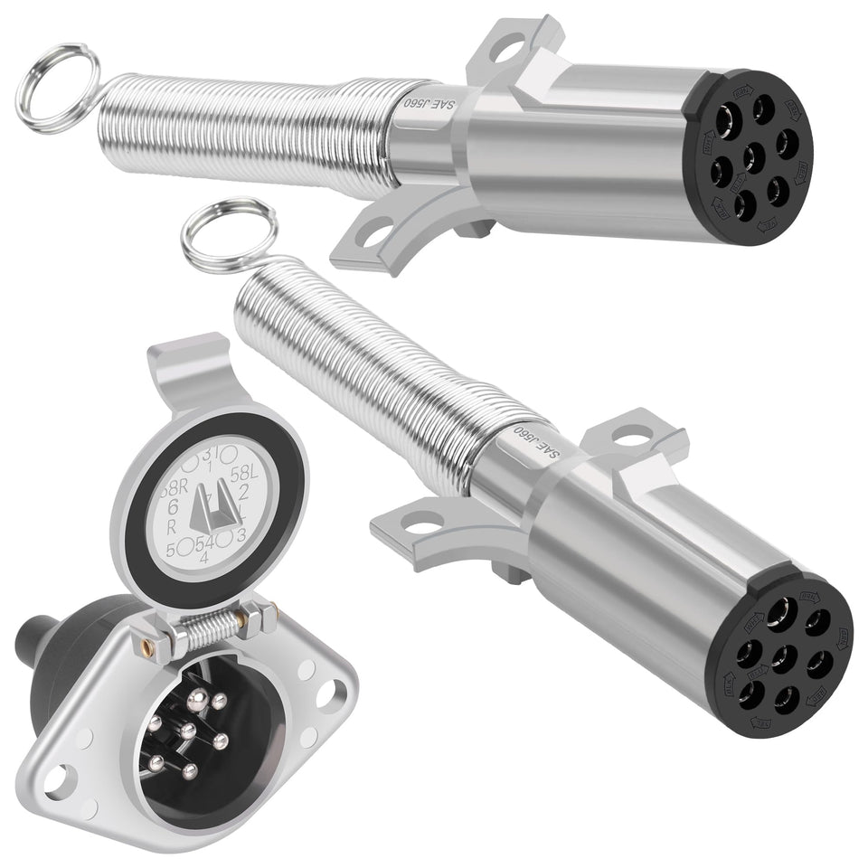 Dazakoot front view plug and socket set showing durable metal housings and easy fit