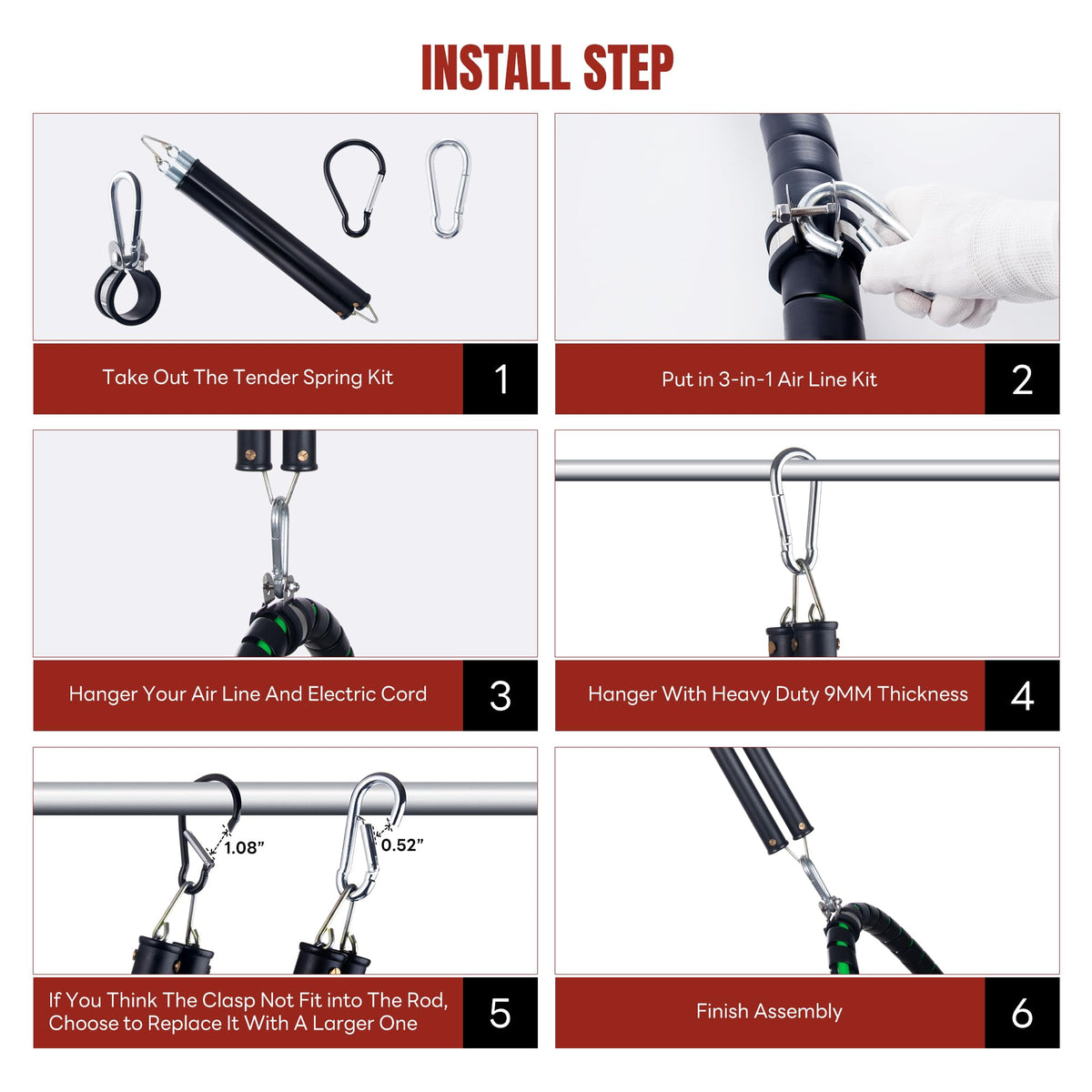 Dazakoot spring installed on trailer suspension keeping hoses elevated