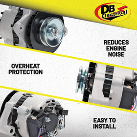 DB Electrical alternator EF fan closeup showing cooling fins that improve heat dispersion