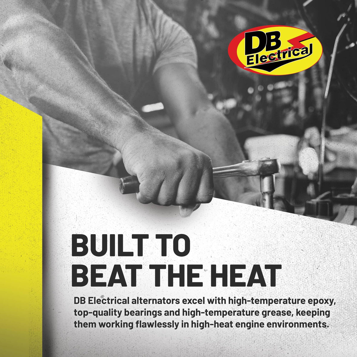 DB Electrical alternator installed in Ford F-250 engine bay, demonstrates compatibility