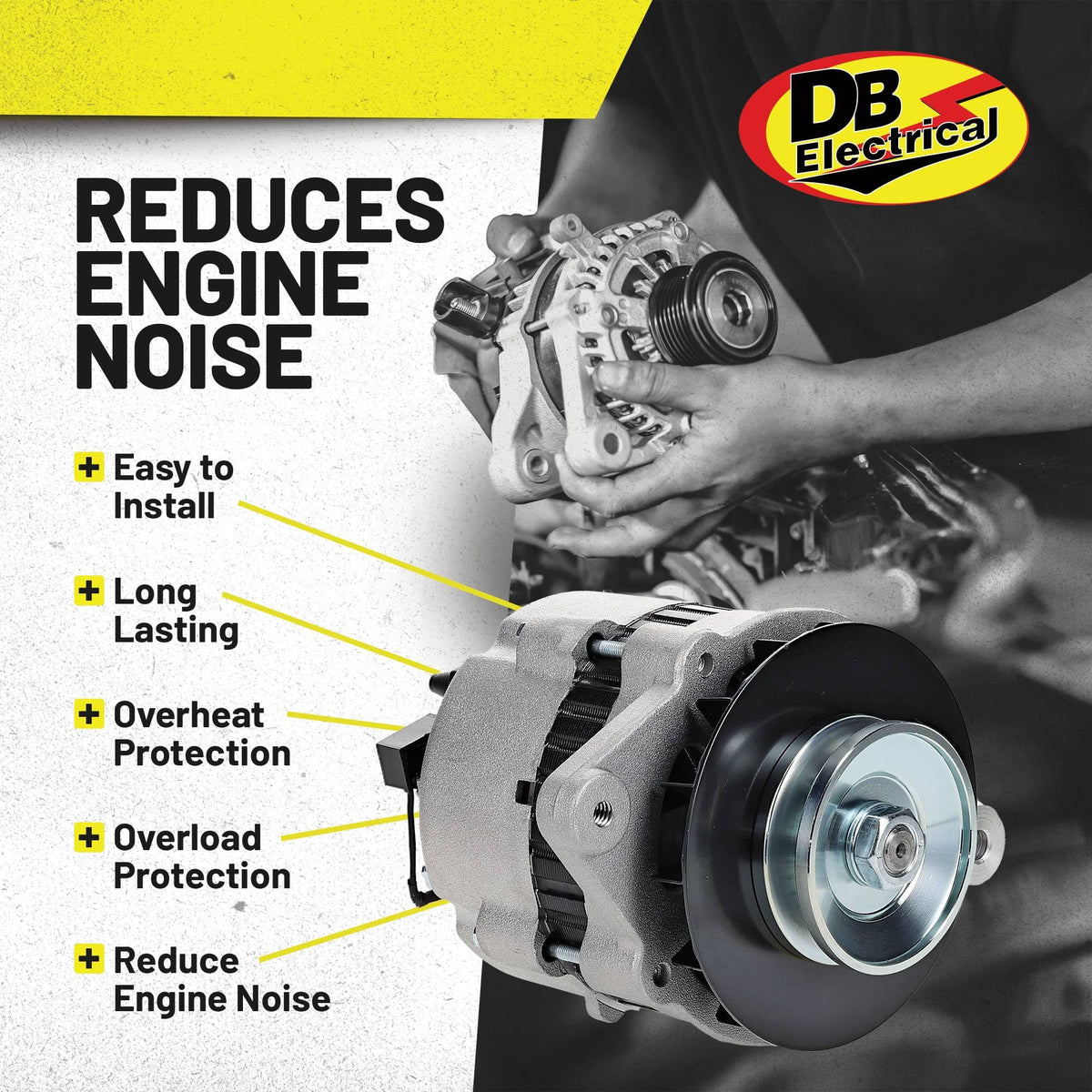 DB Electrical alternator plated pulley detail highlighting corrosion resistance and durability