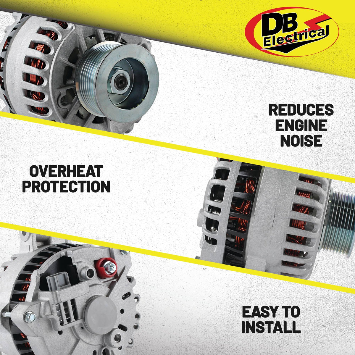 DB Electrical connector and internal regulator area, simplifies wiring match