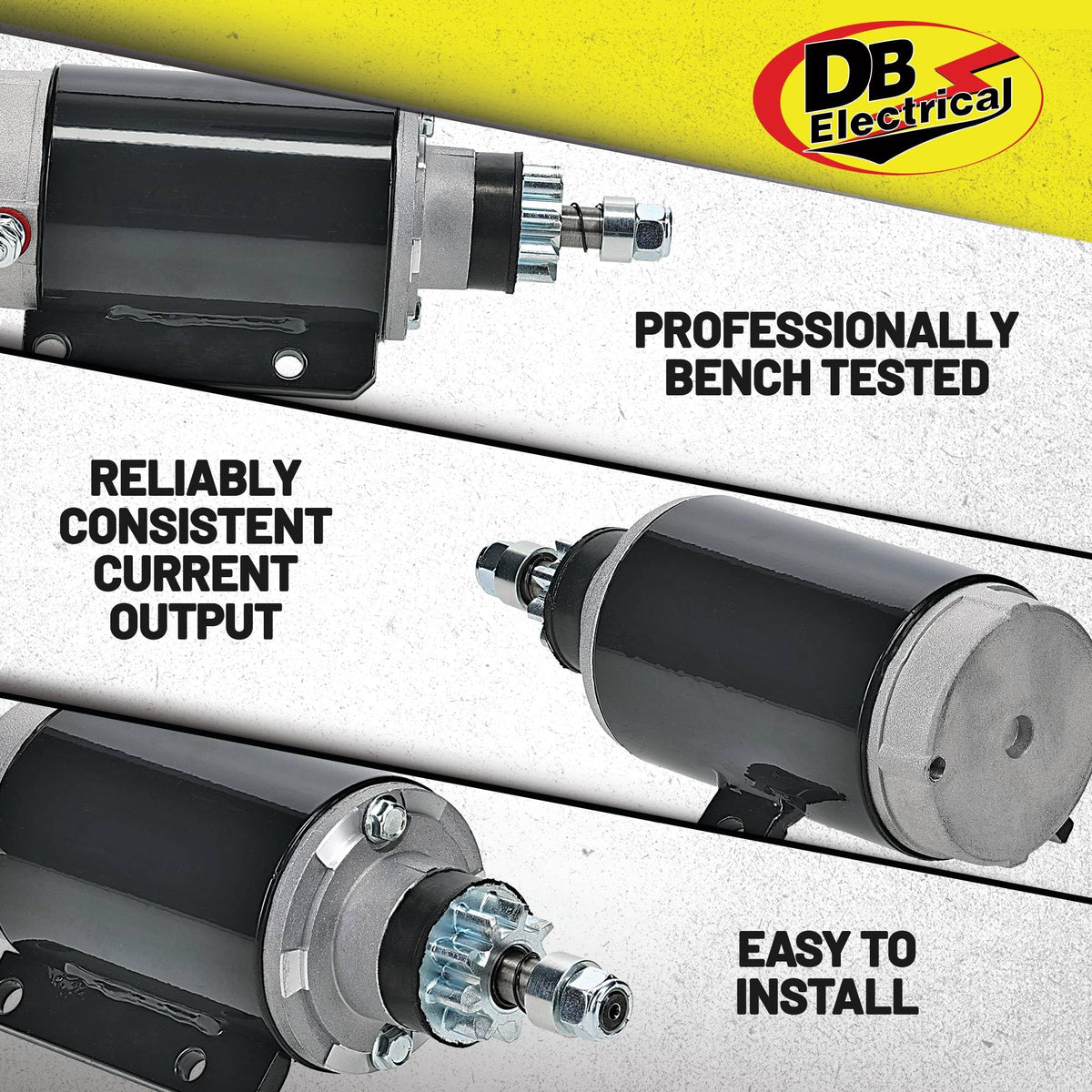 DB Electrical starter label and specs image displaying model numbers for verification