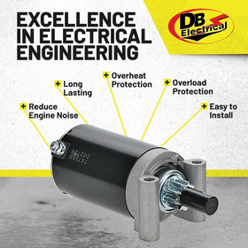 DB Electrical starter label with part number and specs for fit verification