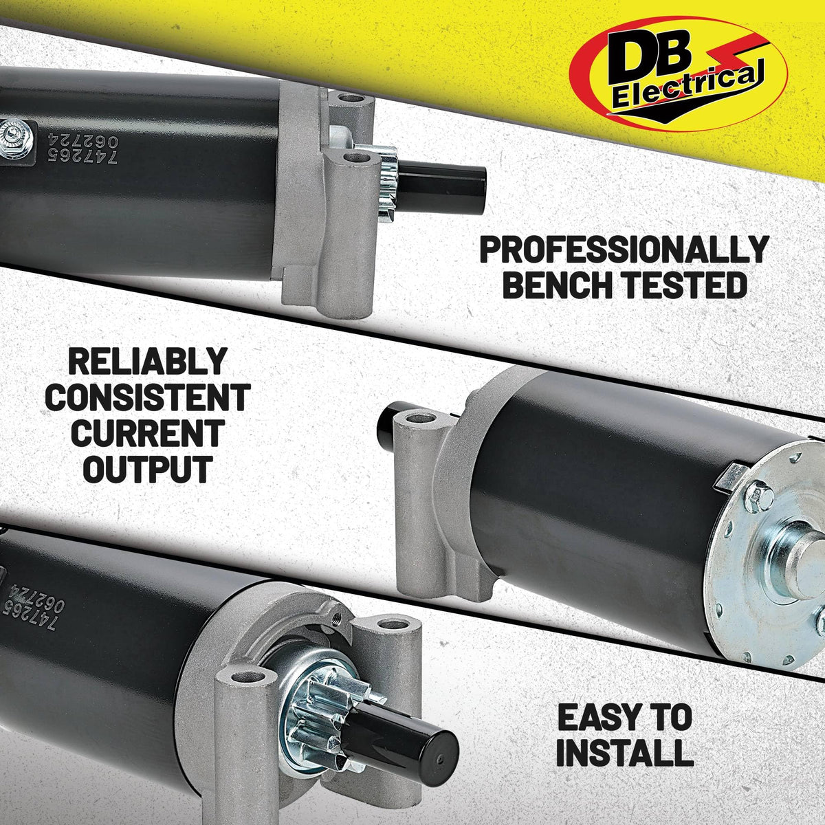 DB Electrical starter mounting flange detail showing bolt alignment benefit