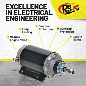 DB Electrical starter side profile with dimensions to compare clearances quickly