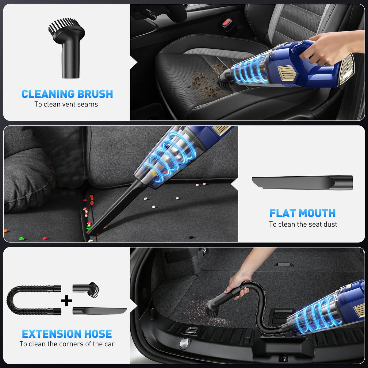 DBHAL accessories laid out including crevice tool and brush for versatile cleaning benefit
