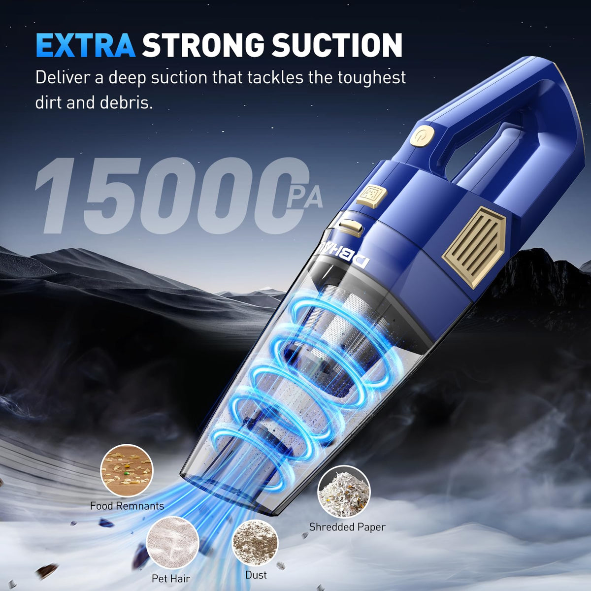 DBHAL close-up motor vent illustrating high-speed performance and reliable suction benefit