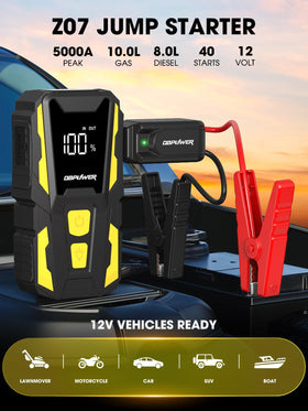 DBPOWER smart jumper cables close-up highlighting protected clamps and safe connection