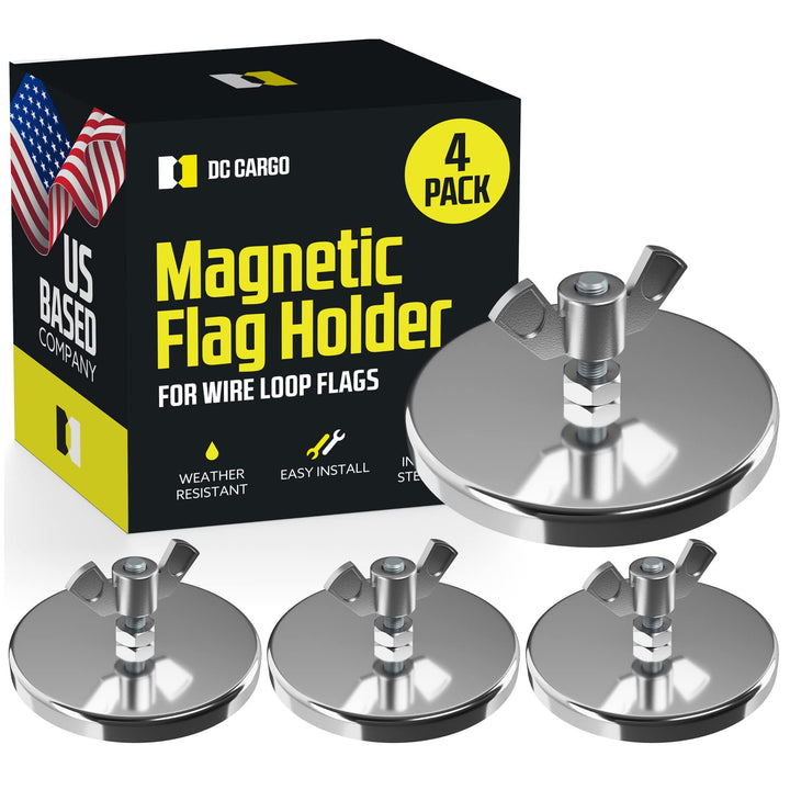 DC Cargo front view of flag magnet showing robust magnet and steel body for secure attachment
