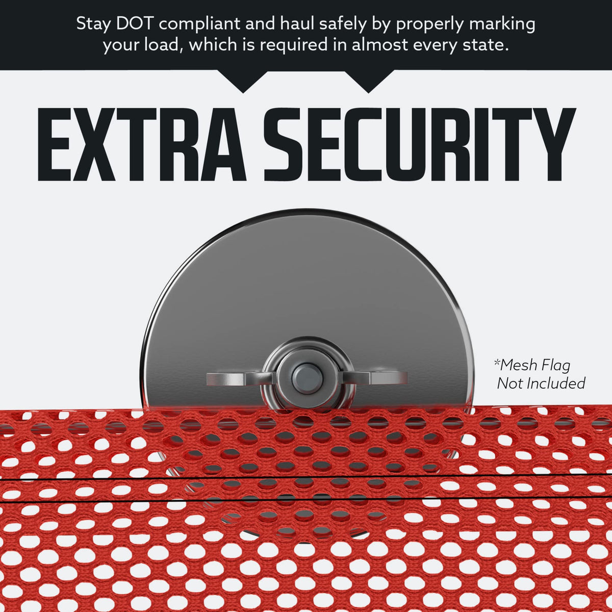 DC Cargo wingnut and wire attachment detail enabling fast, vibration-resistant flag securing