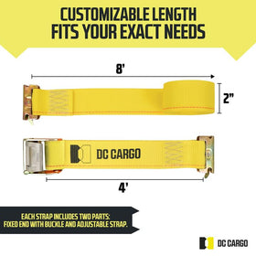 DC Cargo Mall cam buckle close-up showing steel buckle and quick secure advantage