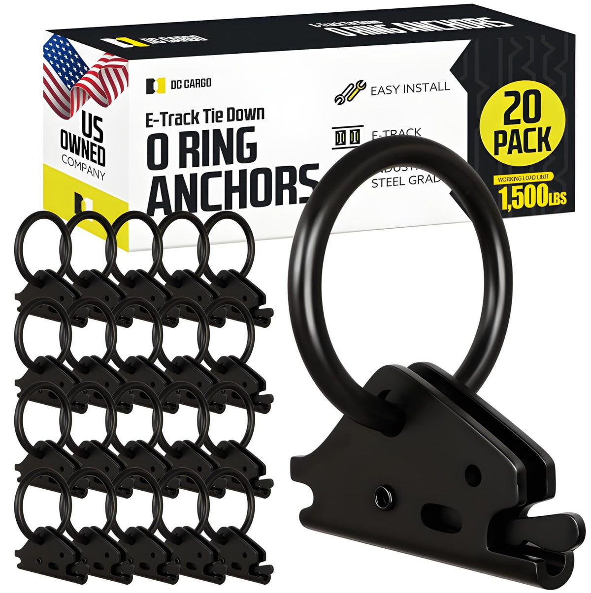 DC Cargo Mall front pack of 20 O-rings showing quantity and heavy-duty design for organized storage
