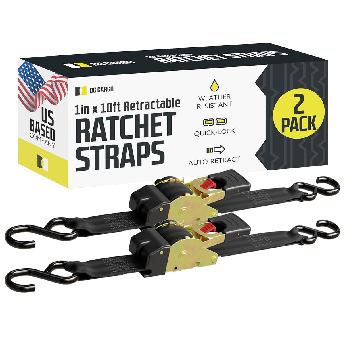 DC Cargo Mall front packaging showing two retractable straps for quick storage