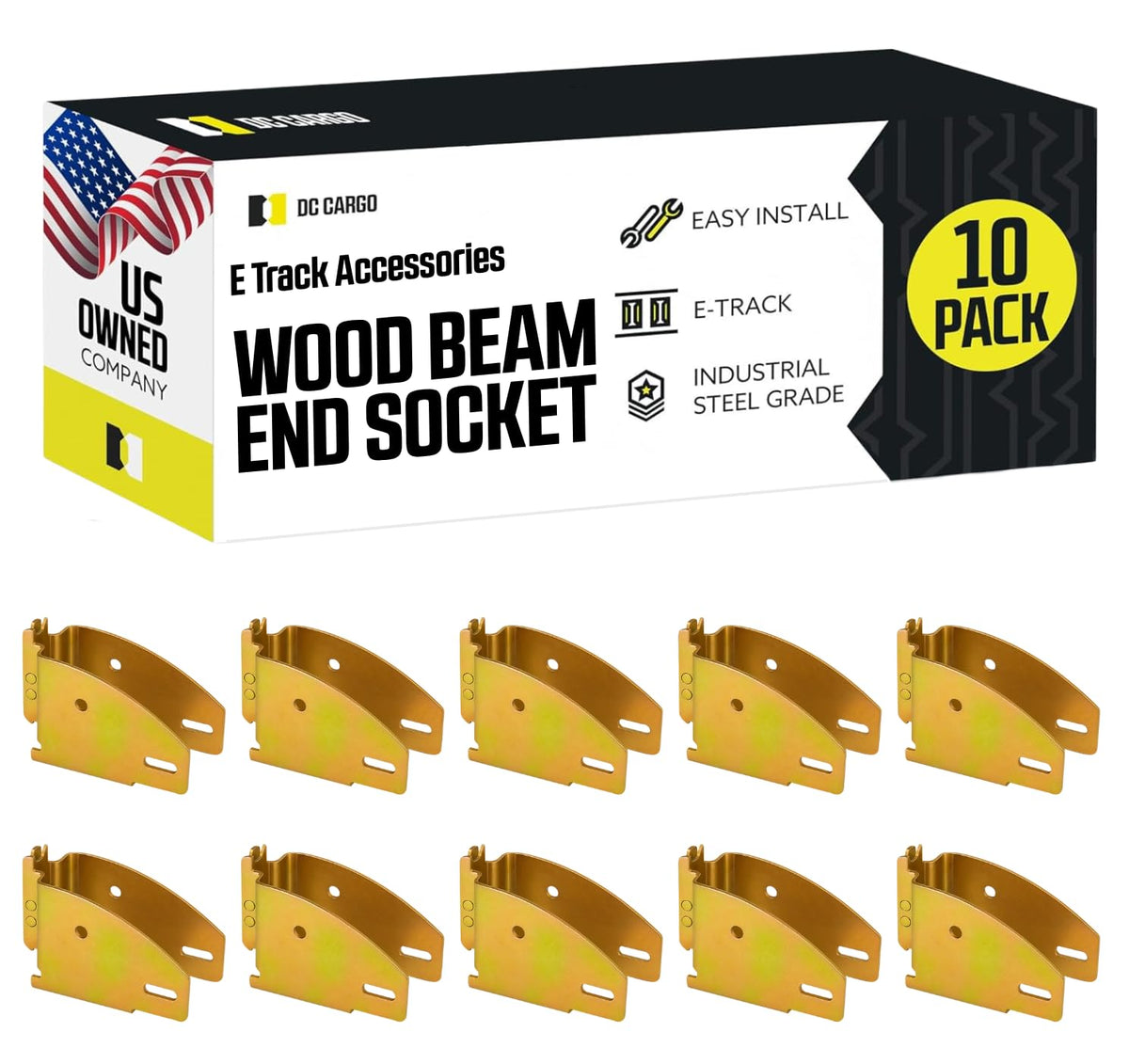 DC Cargo Mall front packaging showing 10-pack sockets and compatibility overview benefit: easy storage