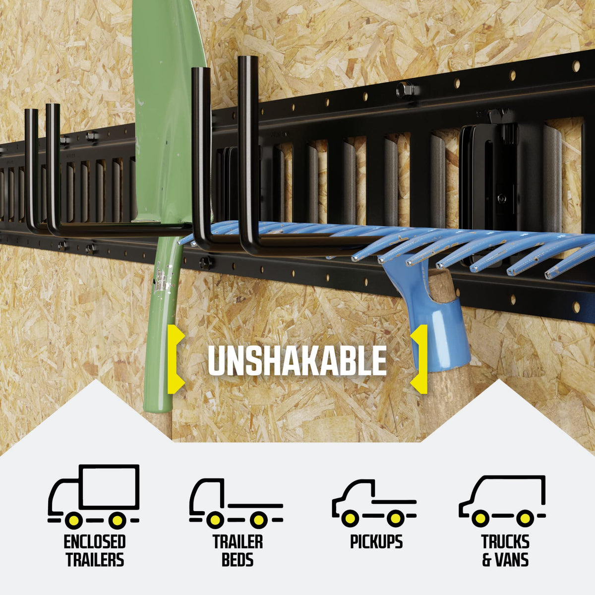 DC Cargo Mall holding ladders and tools on rail, keeps equipment organized and safe