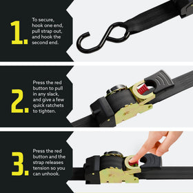 DC Cargo Mall strap securing a motorcycle for safe transport