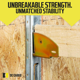 DC Cargo Mall socket holding 2x4 beam inside track showing removable beam support benefit: flexible shelving