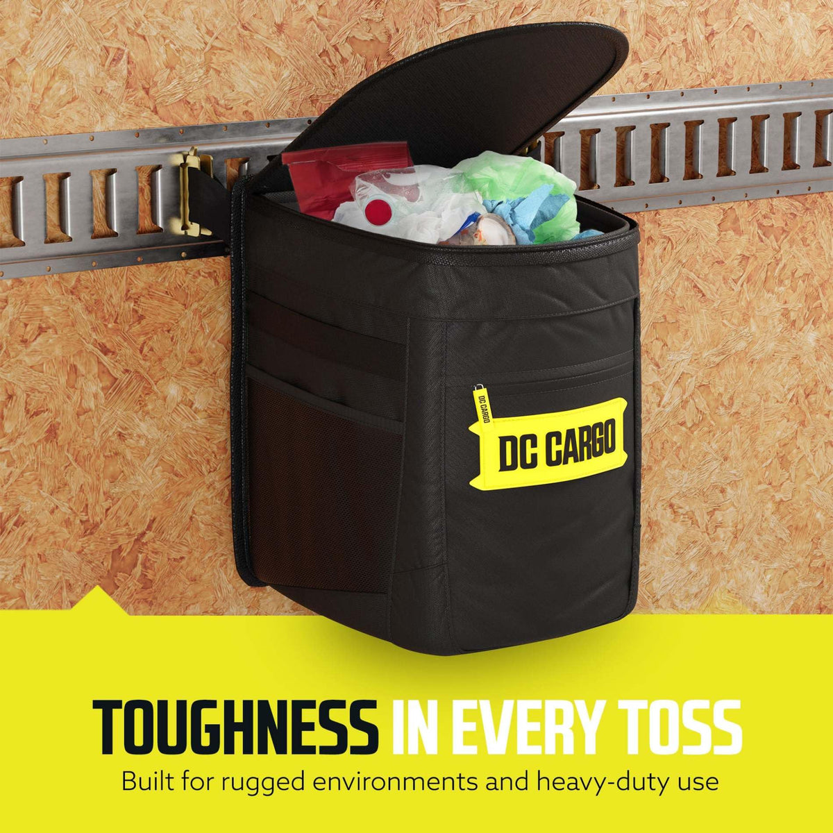 DC Cargo Mall zipper and mesh pockets storing tools and supplies
