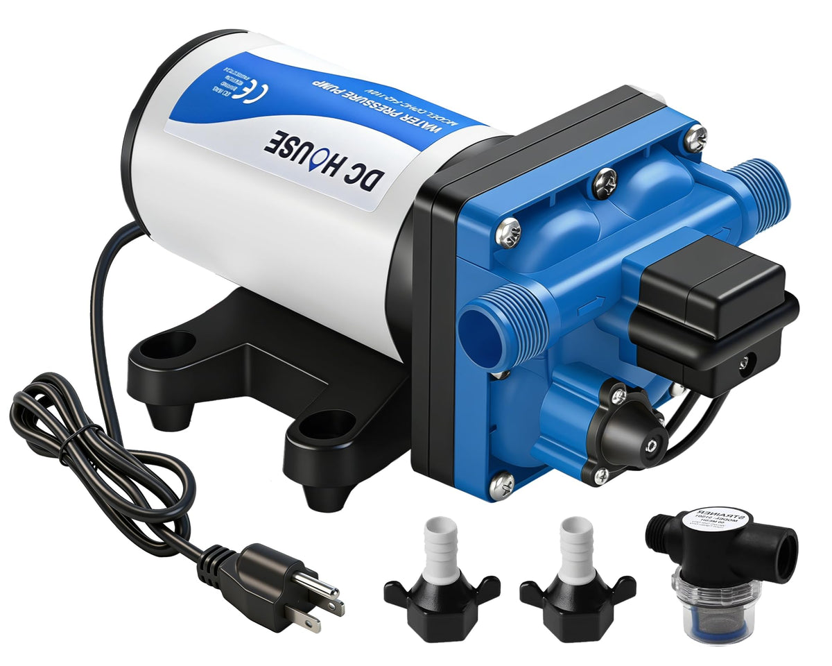 DC HOUSE front view of pump showing compact design and easy setup benefit