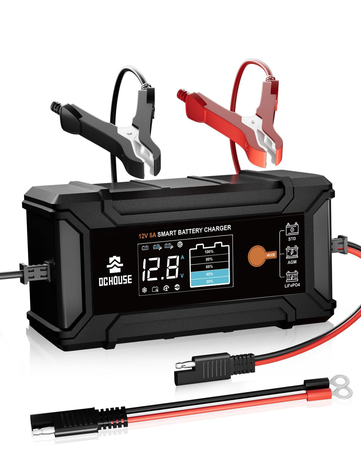 DC HOUSE front view showing compact charger and ports for versatile use