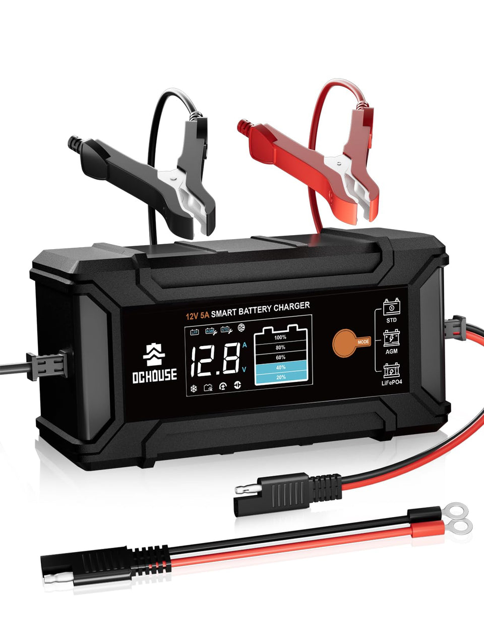 DC HOUSE front view showing compact charger and ports for versatile use