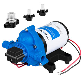 DC HOUSE pump front view showing compact design and quiet benefit