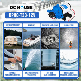 DC HOUSE pump thermal protection sticker highlighting safety feature benefit