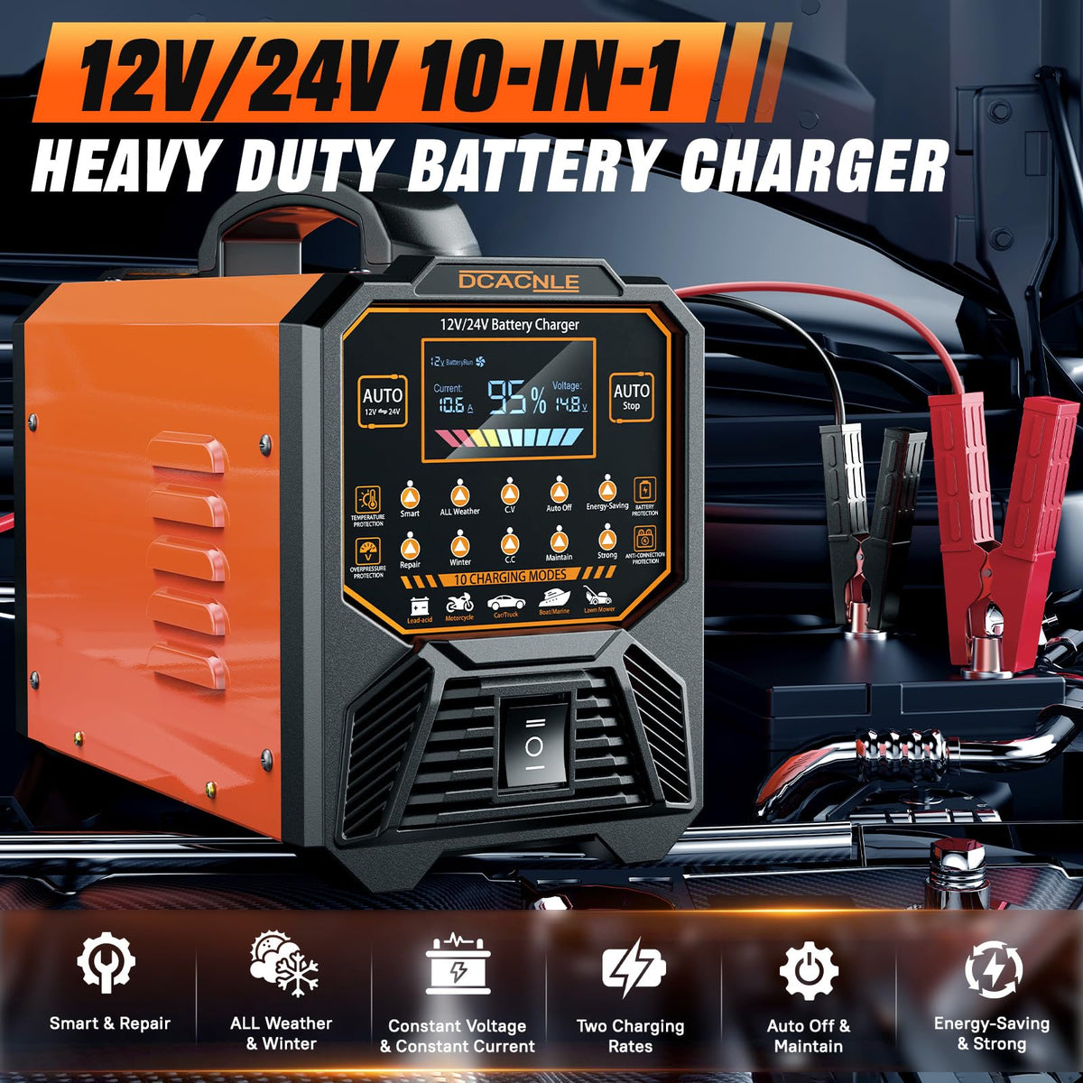 DCACNLE reinforced clamps and long cables providing safer battery connection