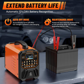 DCACNLE hooked to a car battery demonstrating quick, reliable charging
