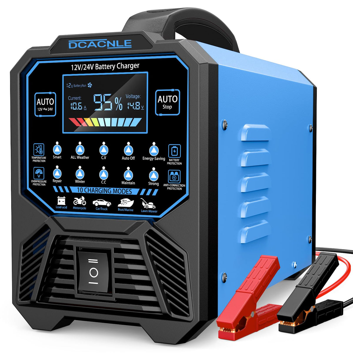 DCACNLE front panel display shows status and benefits quick charging clarity