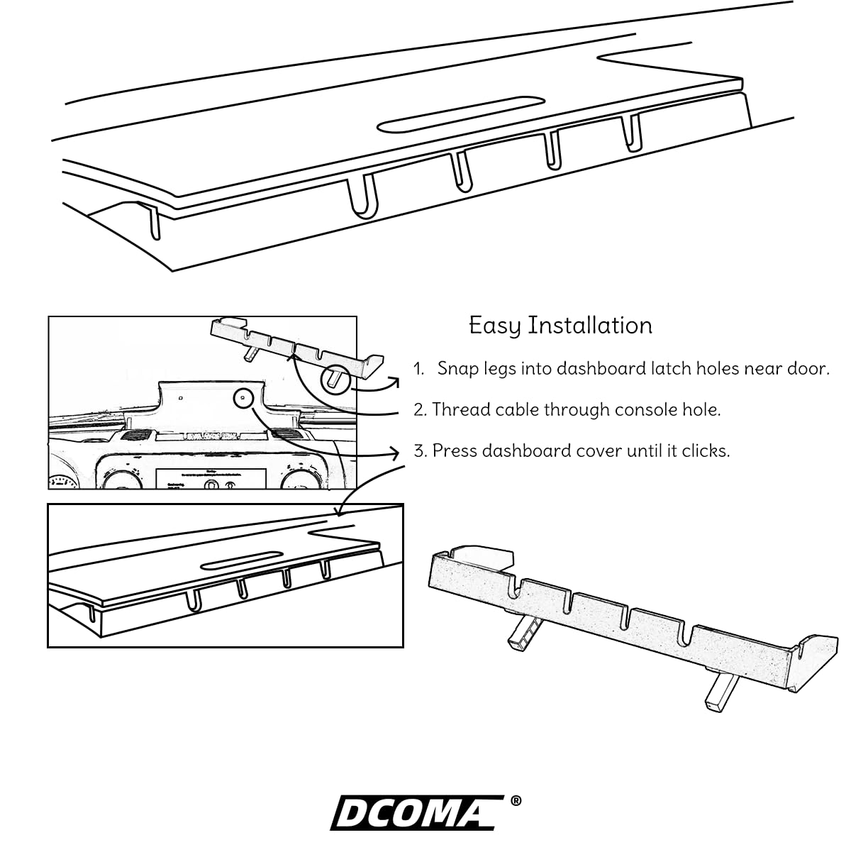 DCOMA in-use charging phone and laptop demonstrating neat cable management