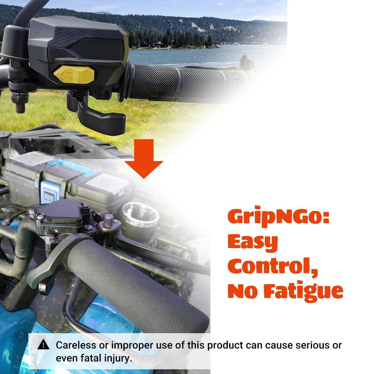DCOMA installed on ATV grip demonstrating reduced thumb fatigue