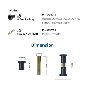 DCOMA arrangement of 8 bushings and 4 sleeves demonstrating complete replacement kit